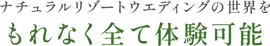 ナチュラルリゾートウエディングの世界をもれなく全て体験可能