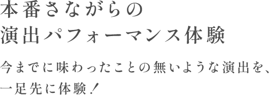 本番さながらの演出パフォーマンス体験