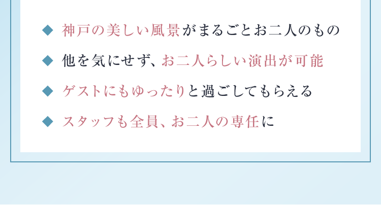 神戸の美しい風景がまるごとお二人のもの