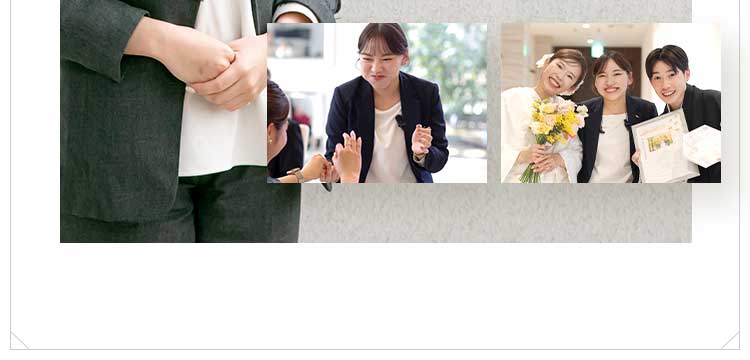 プランナーコメント 結婚式は「おふたりの人生」の始まりの日。素敵なご縁で繋がった方にお越しいただく一日だからこそ、お二人の人生に寄り添いながら一緒に結婚式を創らせていただきます。