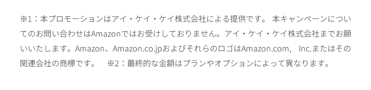 ※1：本プロモーションはアイ・ケイ・ケイ株式会社による提供です。