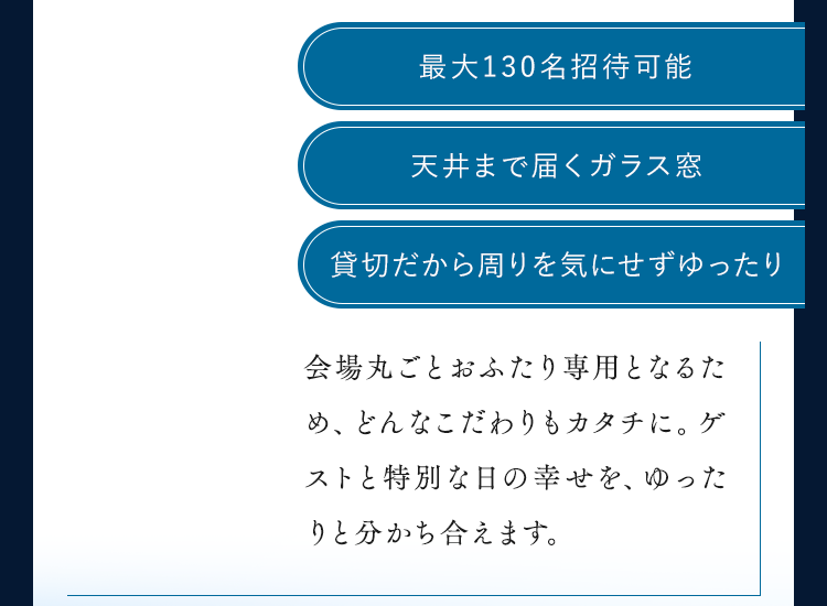 最大130名招待可能